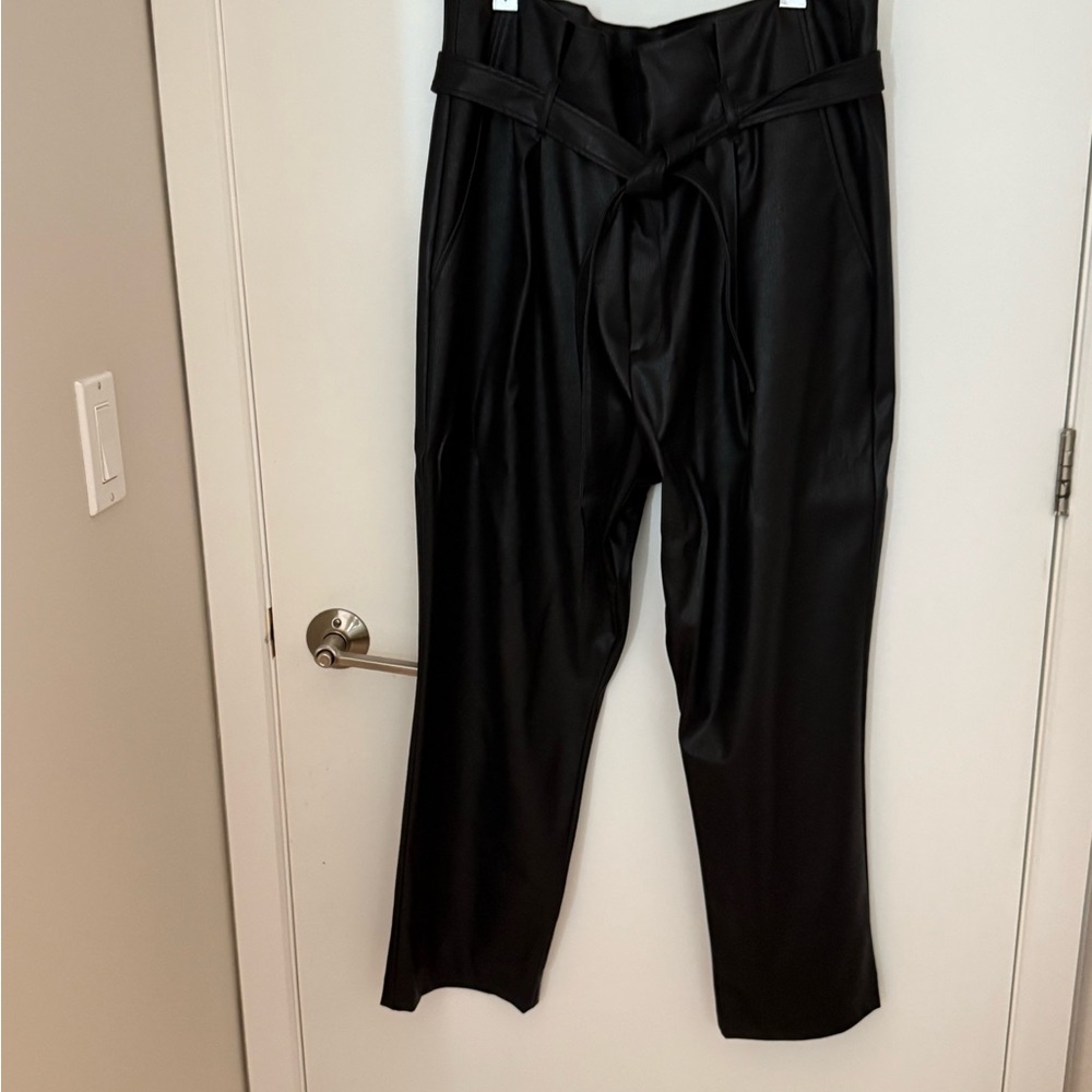 DKNY High Rise Wide Leg Pleather Pants